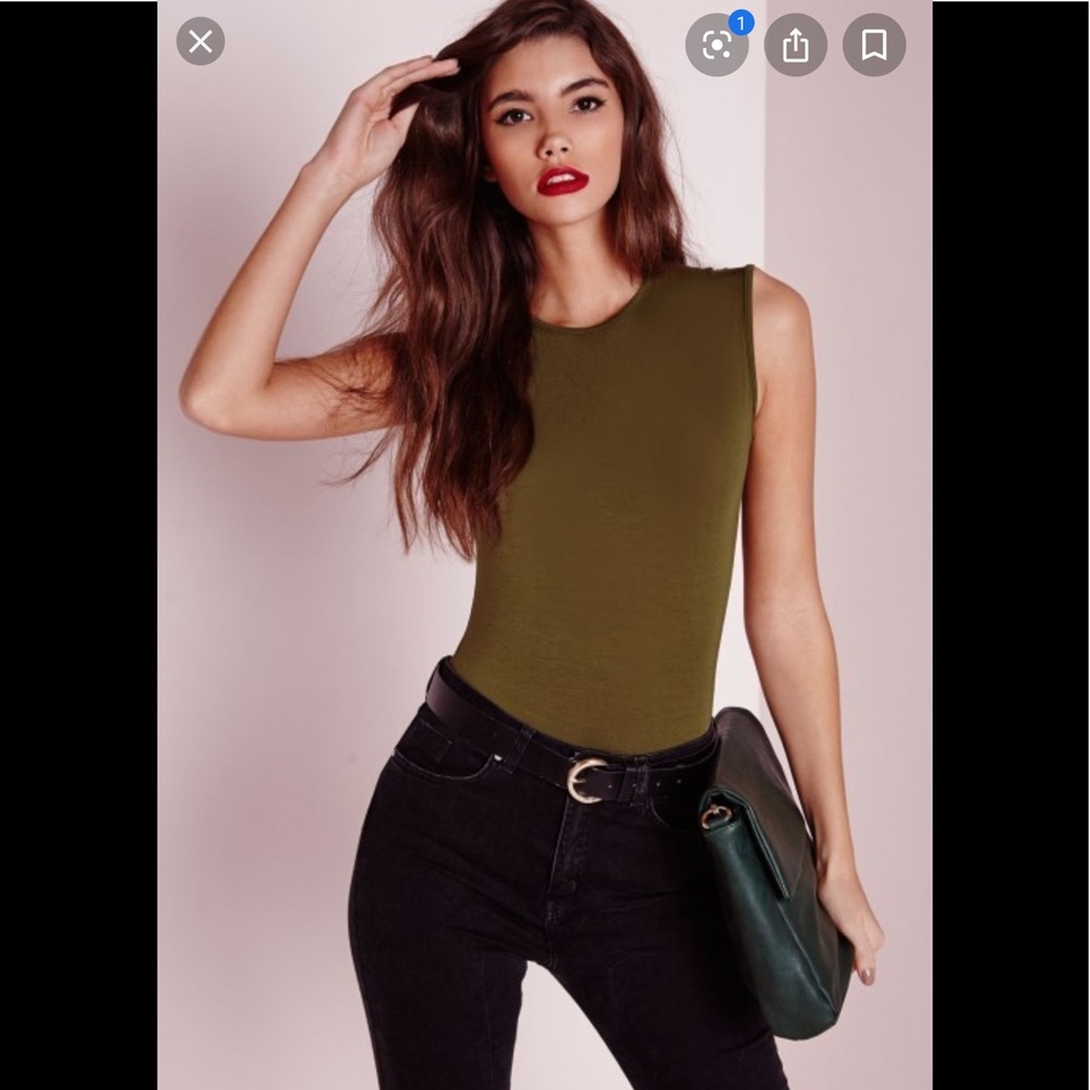 Missguided Sleeveless Bodysuit - Khaki/Green